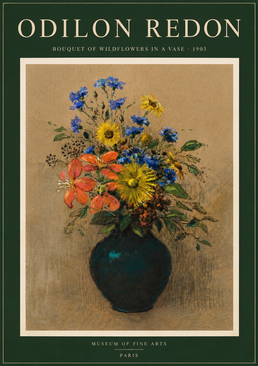 Odilon Redon Bouquet of Wildflowers in a Vase No6 - Póster