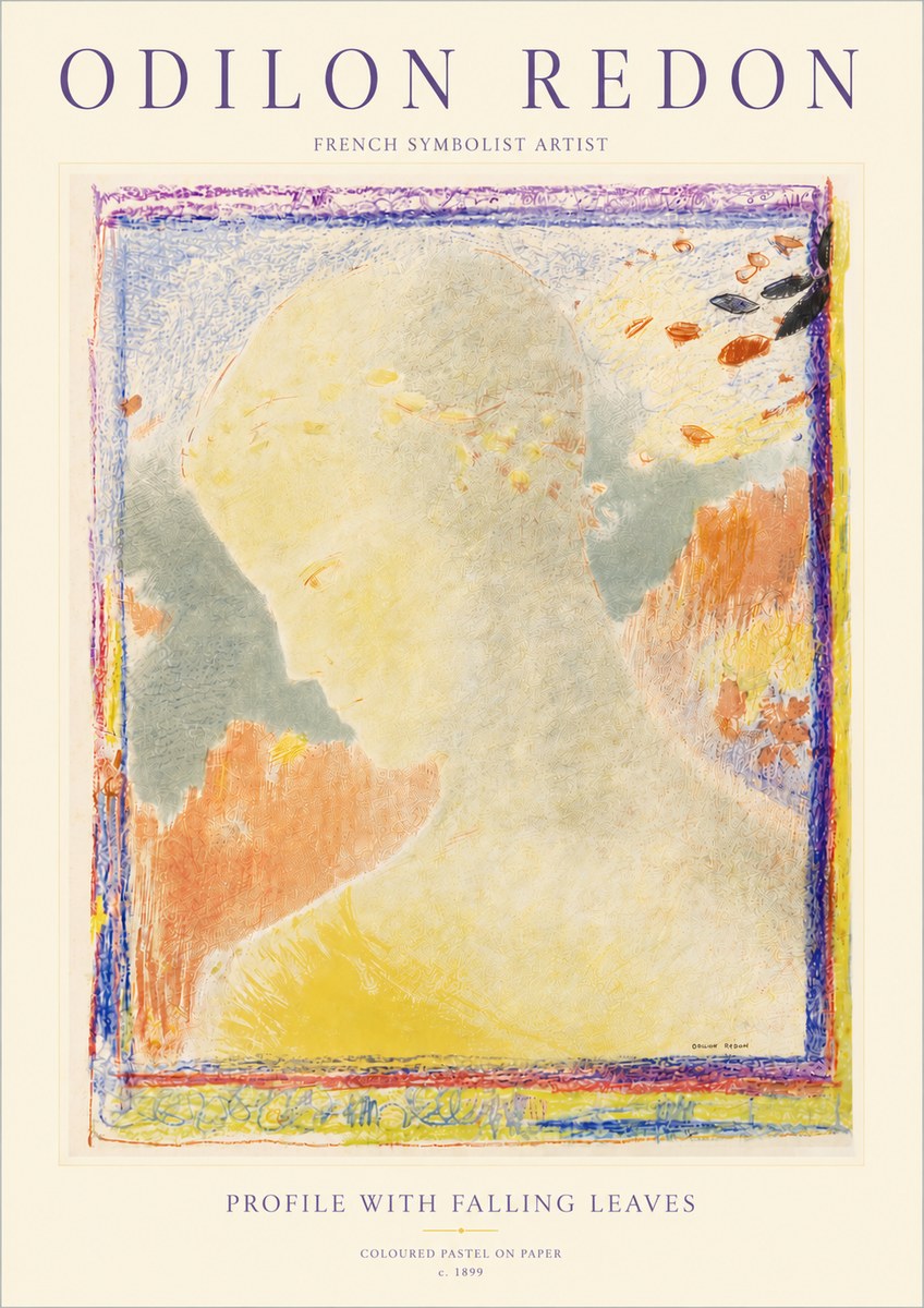 Odilon Redon Profile with Falling Leaves No4 - Póster
