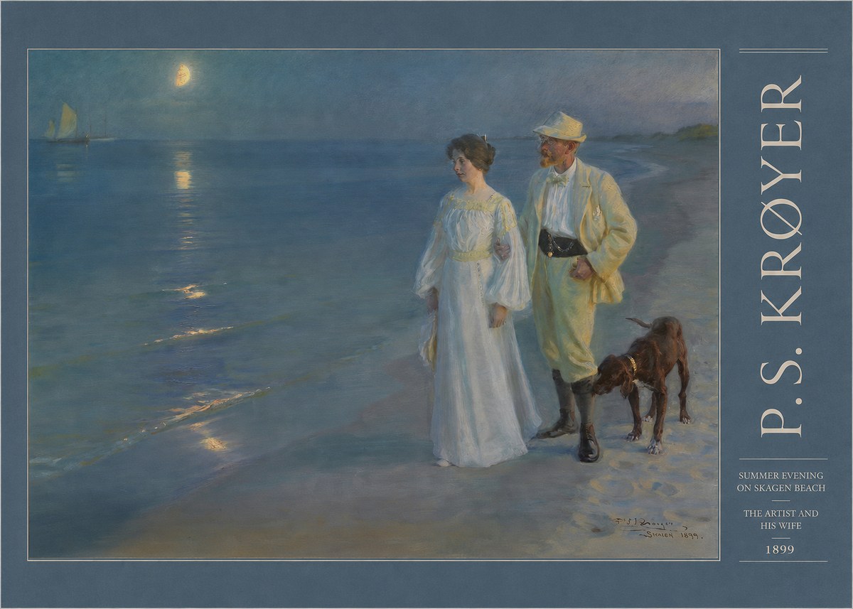 P.S. Krøyer Summer Evening on Skagen Beach — the Artist and His Wife No3 - Póster