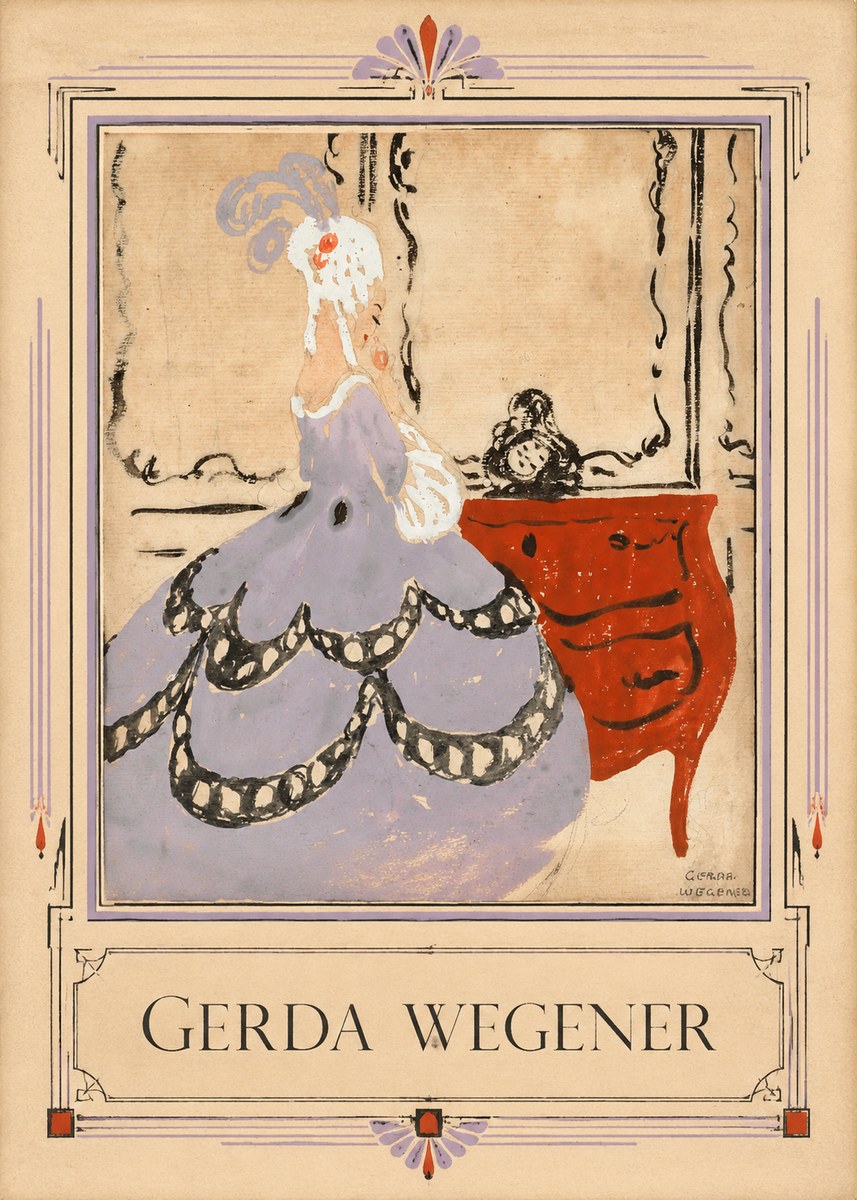 Gerda Wegener Lady in a Mauve Dress No3 - Póster