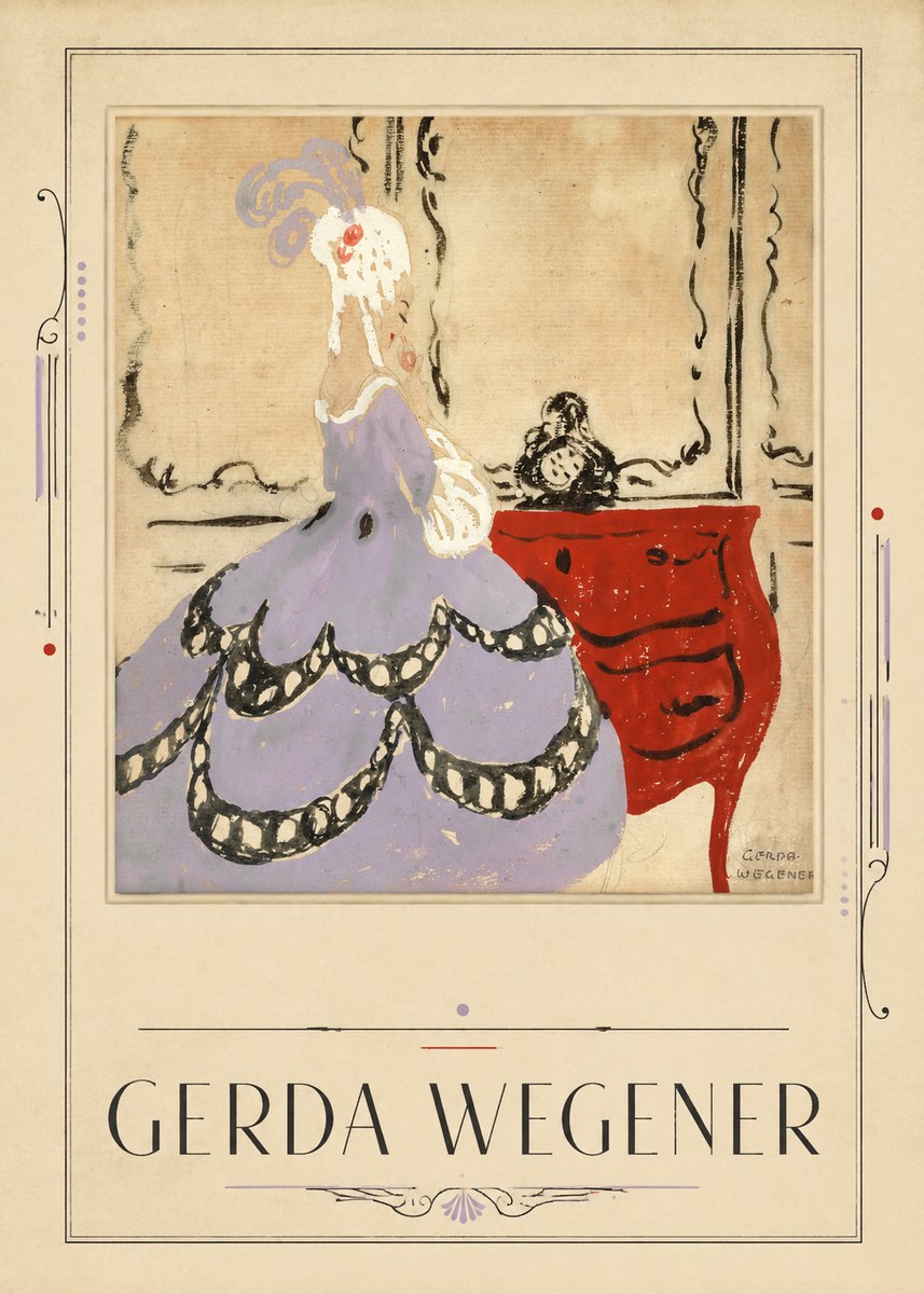 Gerda Wegener Lady in a Mauve Dress No4 - Póster