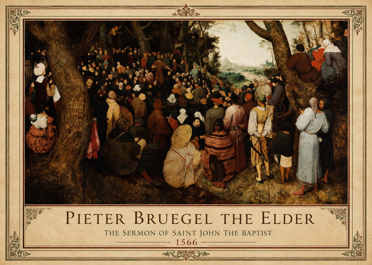 Pieter Bruegel The Sermon of Saint John the Baptist I No1 - Póster