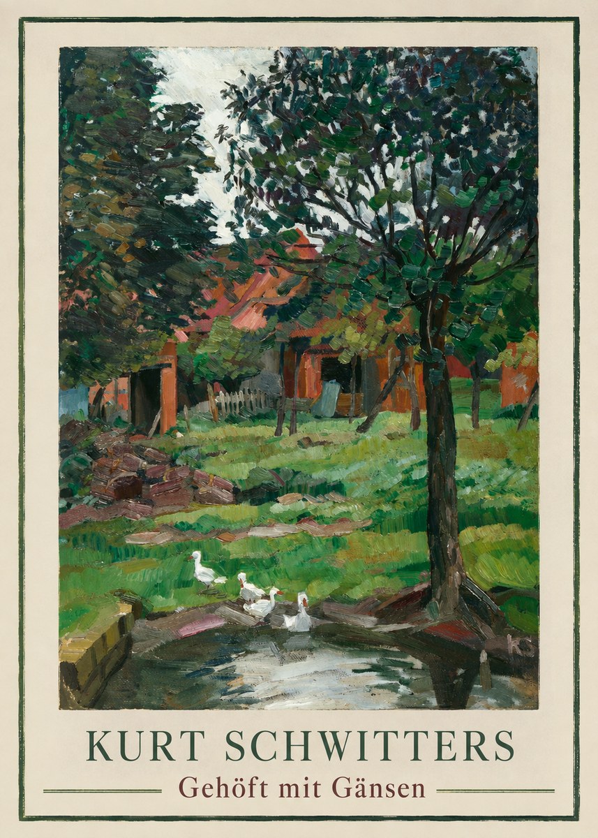 Kurt Schwitters Gehöft Mit Gänsen No1 - Póster