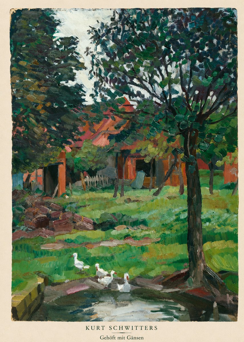 Kurt Schwitters Gehöft Mit Gänsen No6 - Póster