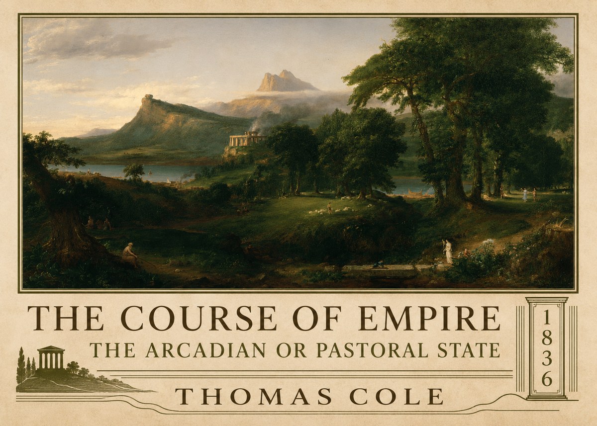 Thomas Cole The Course of Empire - the Arcadian or Pastoral State No2 - Póster