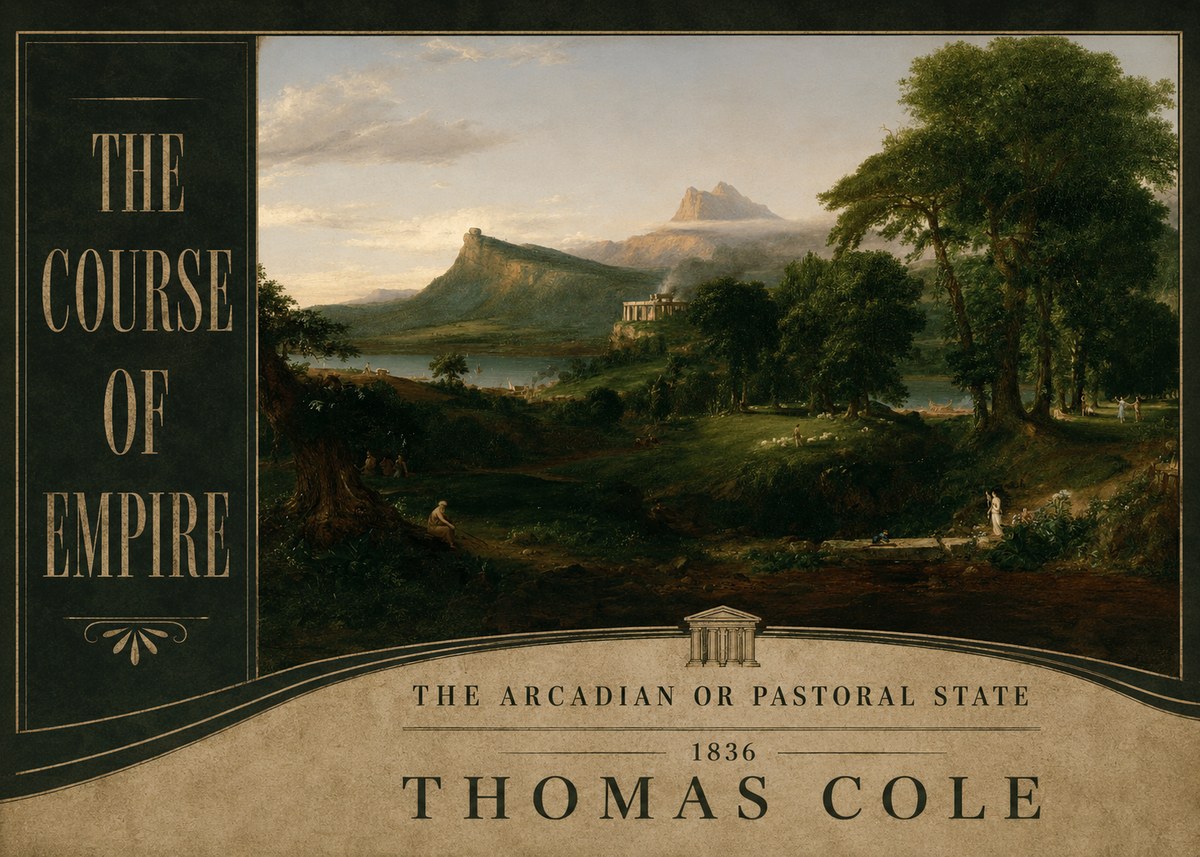 Thomas Cole The Course of Empire - the Arcadian or Pastoral State No6 - Póster