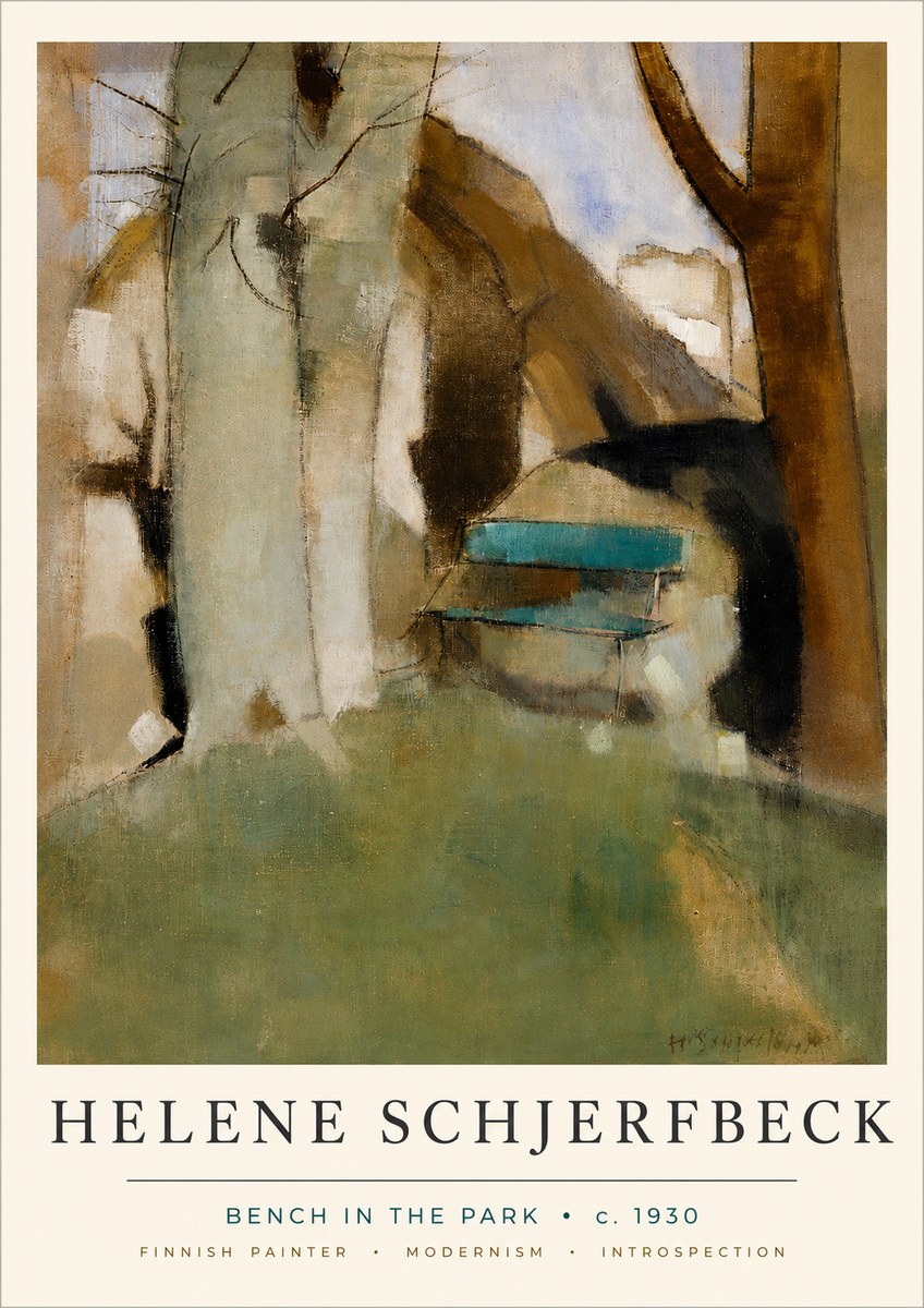 Helene Schjerfbeck Bench in the Park No4 - Póster