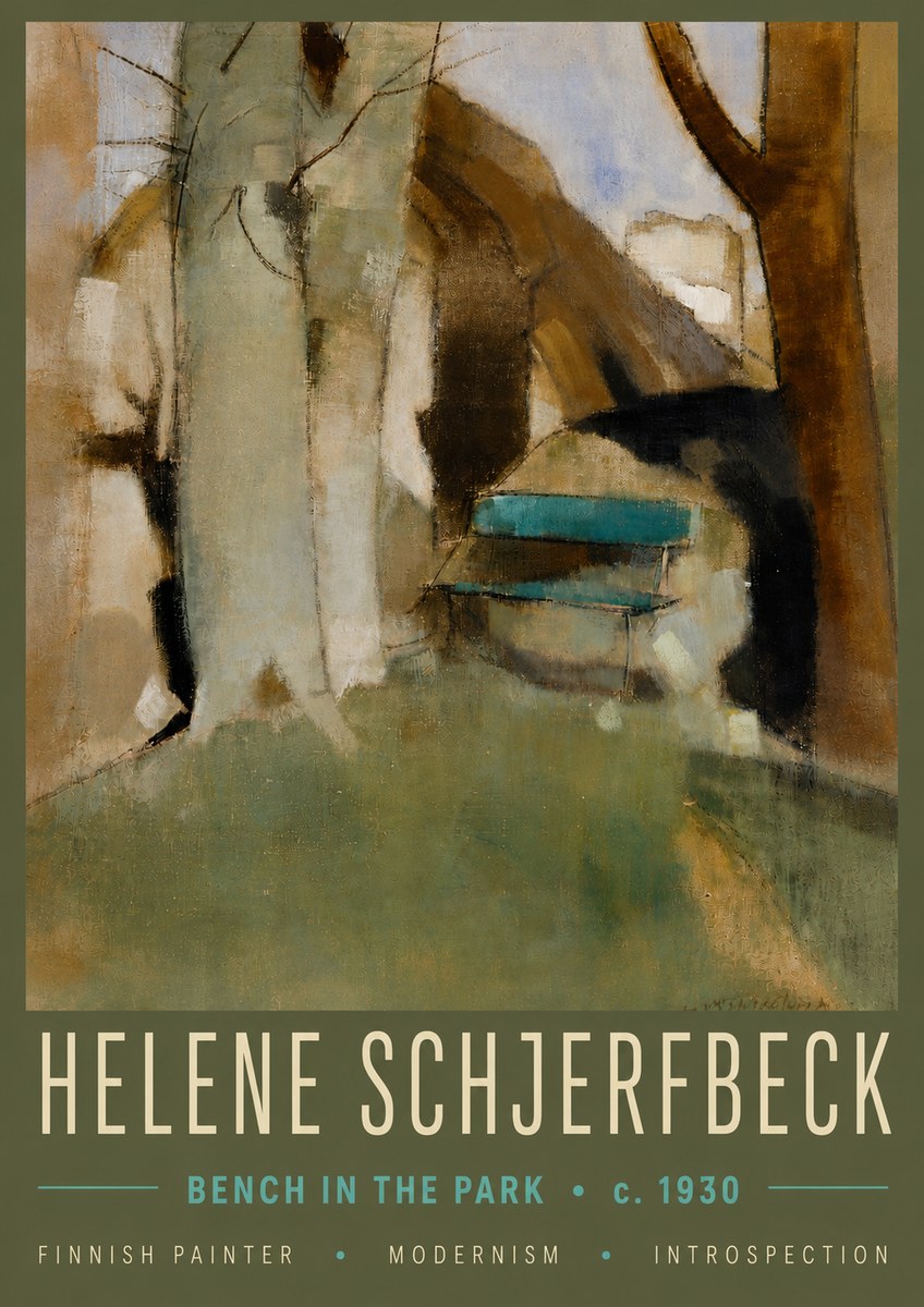 Helene Schjerfbeck Bench in the Park No5 - Póster