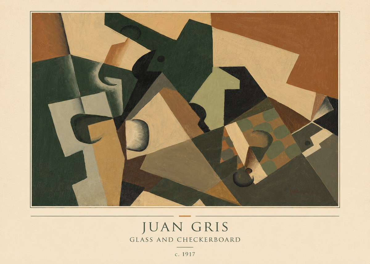 Juan Gris Glass and Checkerboard No4 - Póster