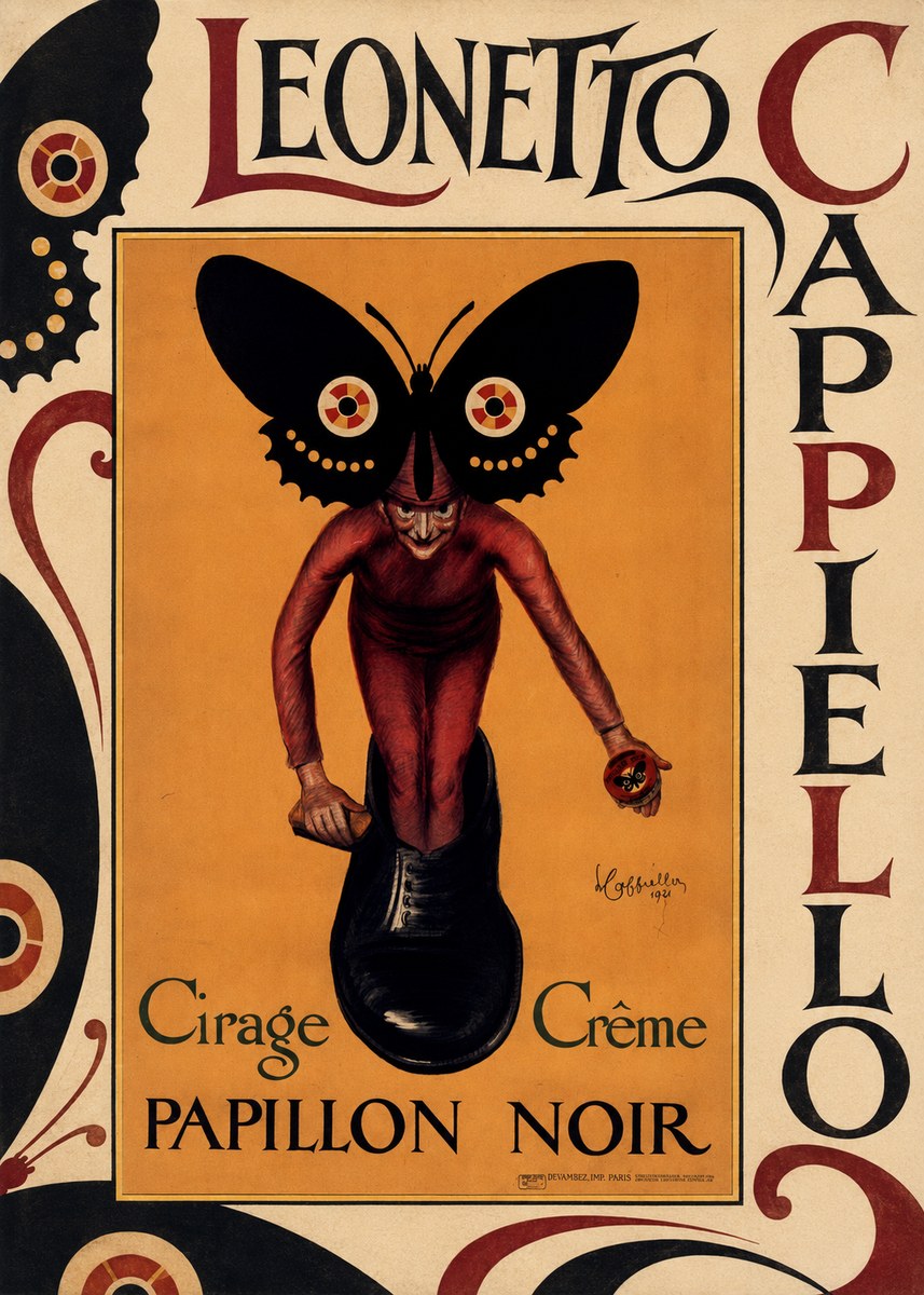 Leonetto Cappiello Cirage Crème Papillon Noir No3 - Póster