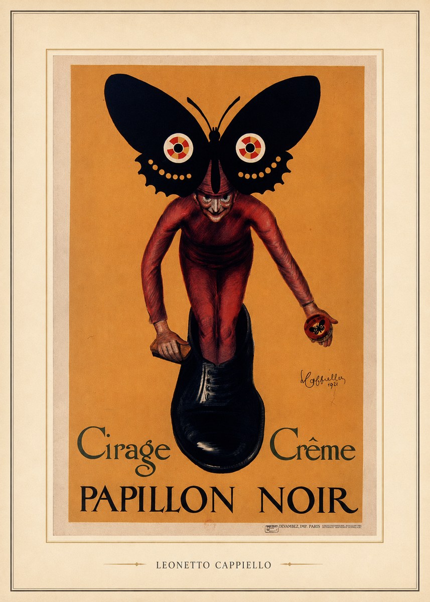 Leonetto Cappiello Cirage Crème Papillon Noir No5 - Póster