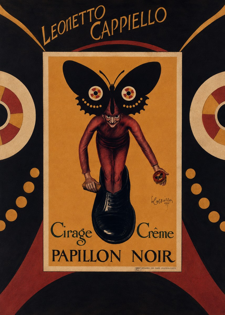 Leonetto Cappiello Cirage Crème Papillon Noir No6 - Póster