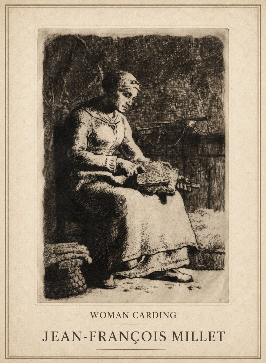Jean-François Millet Woman Carding No1 - Póster