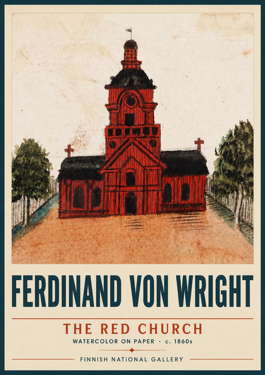 Ferdinand von Wright The Red Church No3 - Póster