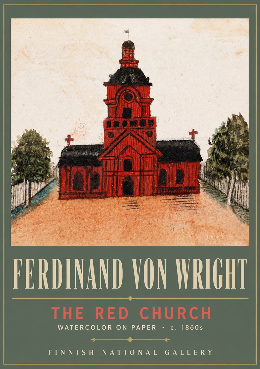 Ferdinand von Wright The Red Church No5 - Póster