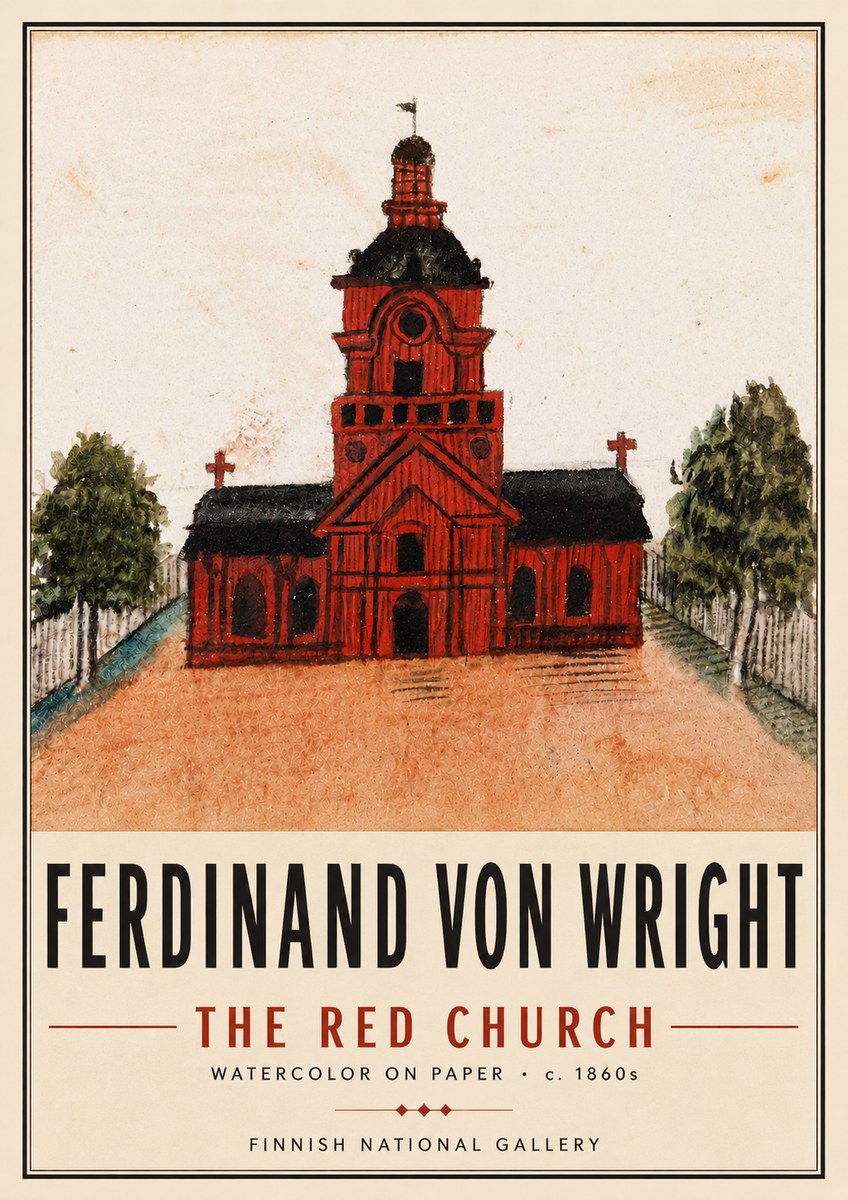 Ferdinand von Wright The Red Church No6 - Póster