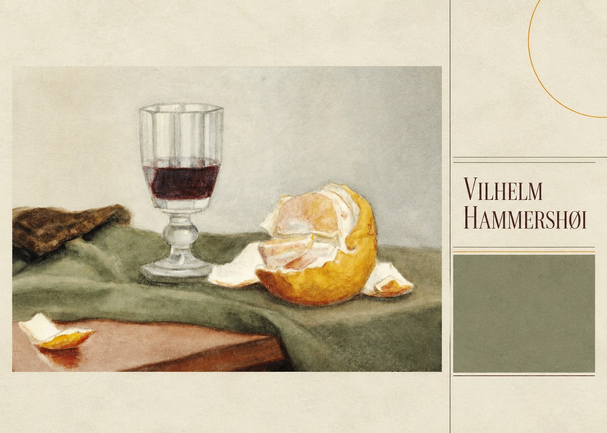 Vilhelm Hammershøi Still Life with Wine Glass and Orange No5 - Póster