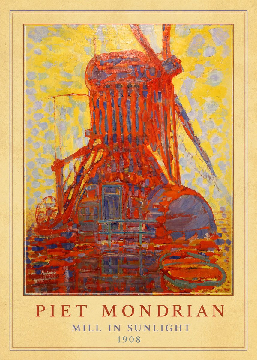 Piet Mondrian Mill in Sunlight No3 - Póster