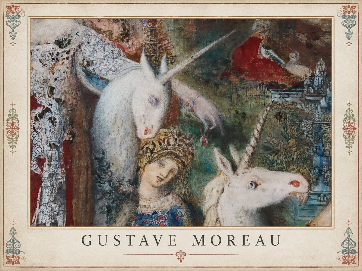Gustave Moreau The Unicorns II No1 - Póster