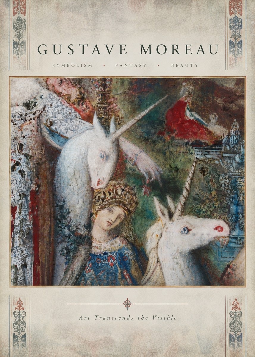 Gustave Moreau The Unicorns II No4 - Póster
