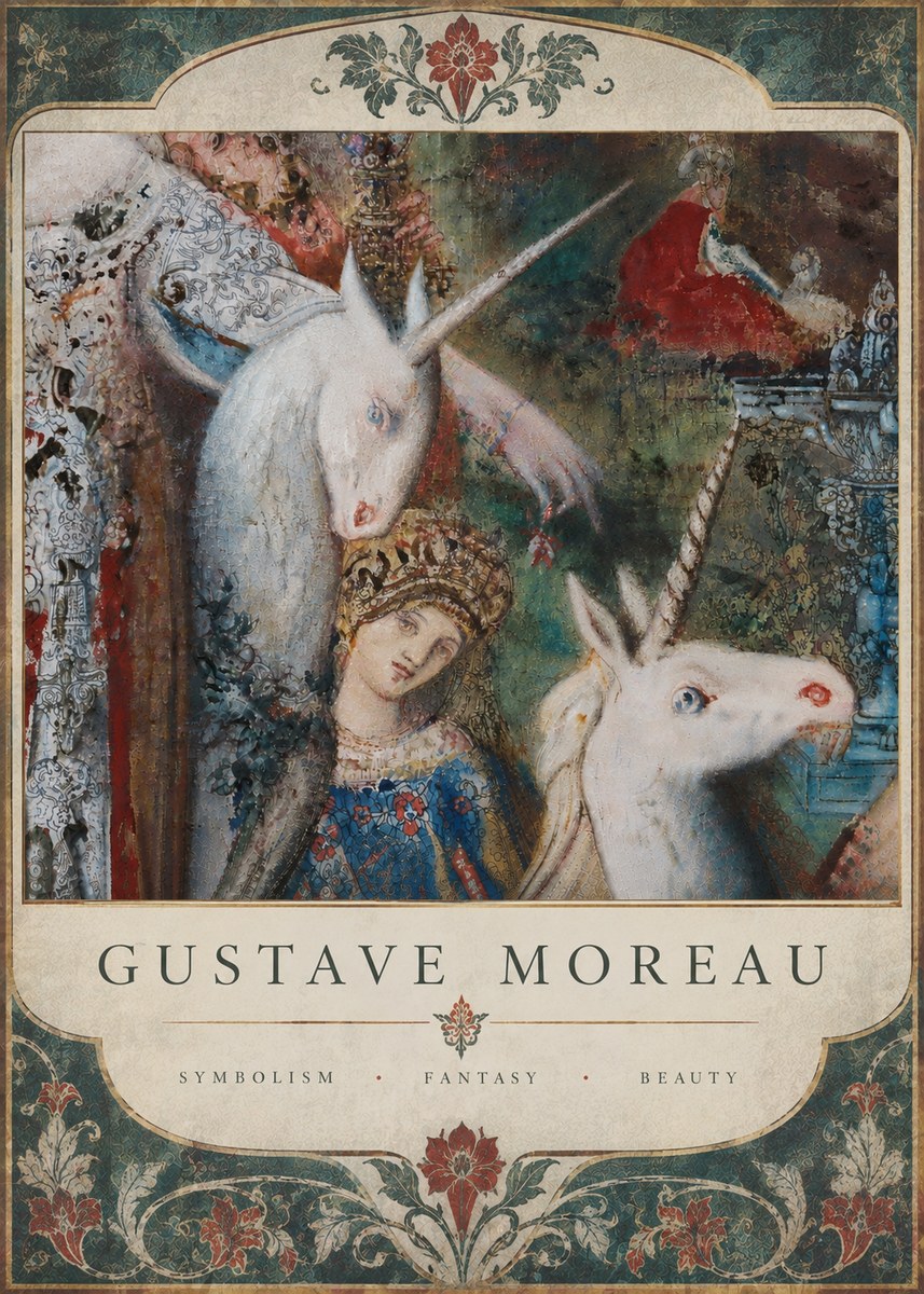 Gustave Moreau The Unicorns II No6 - Póster