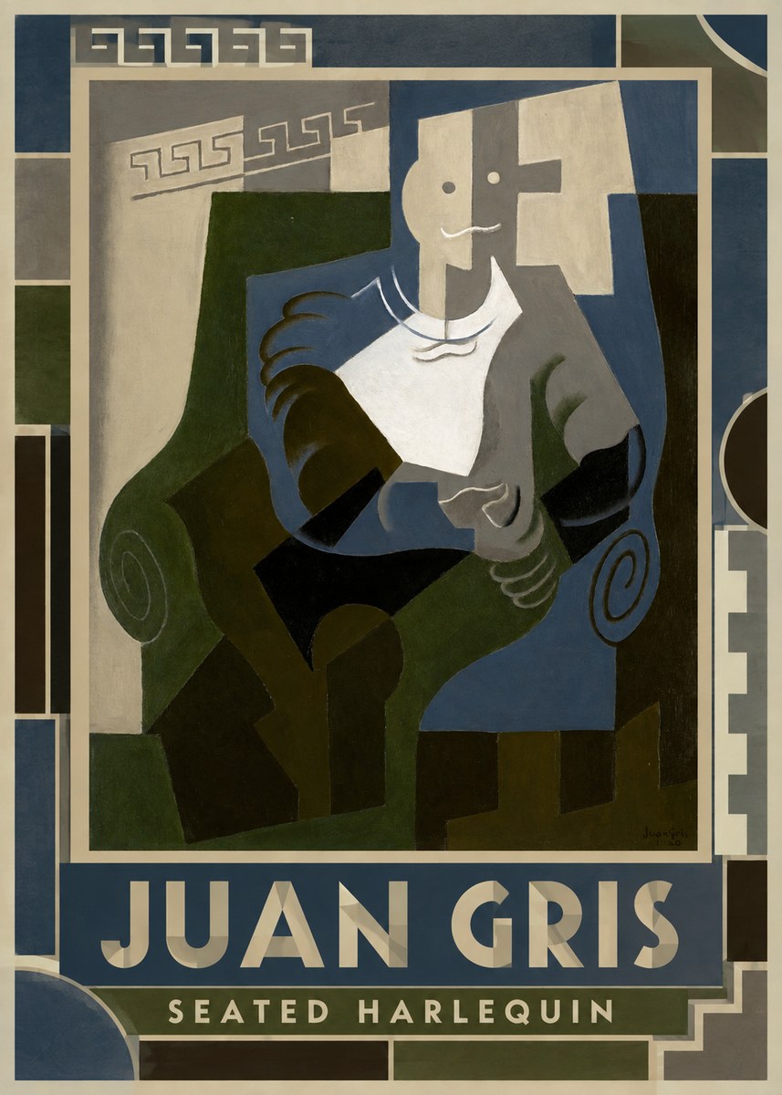 Juan Gris Seated Harlequin No1 - Póster
