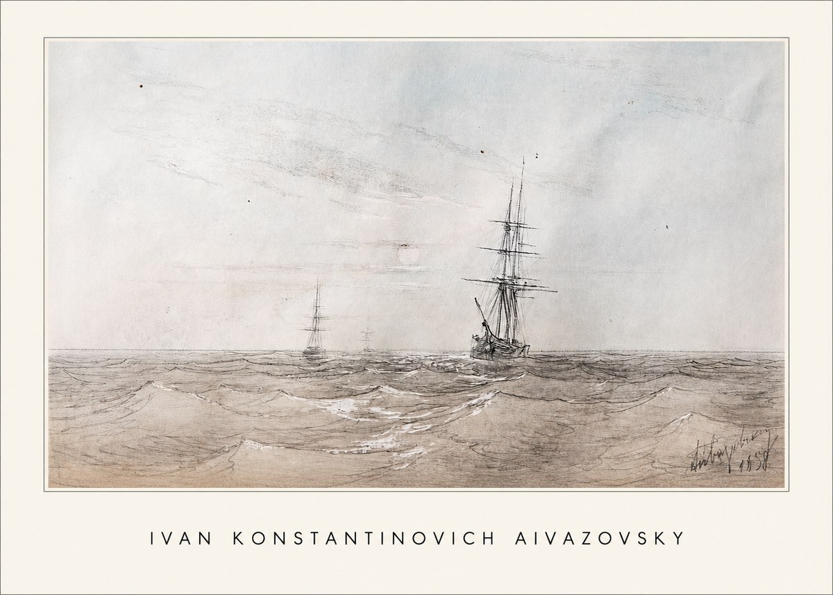 Ivan Konstantinovich Aivazovsky Two Sailing Ships at Sea No1 - Póster
