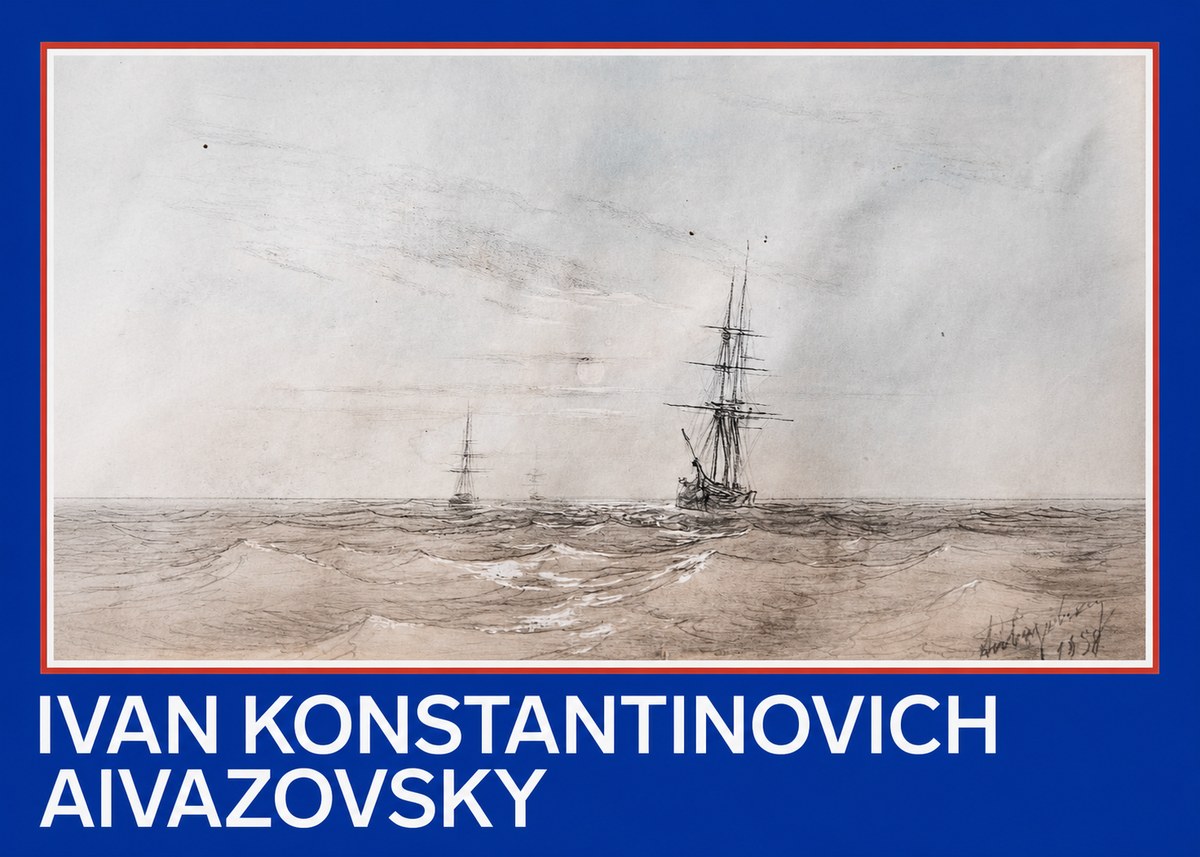 Ivan Konstantinovich Aivazovsky Two Sailing Ships at Sea No2 - Póster