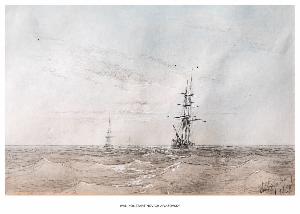 Ivan Konstantinovich Aivazovsky Two Sailing Ships at Sea No5 - Póster