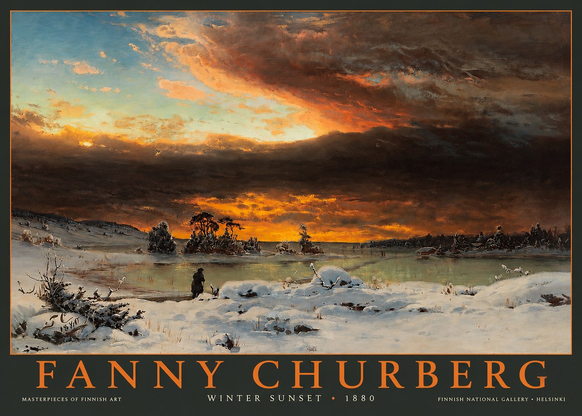 Fanny Churberg Winter Sunset No2 - Póster