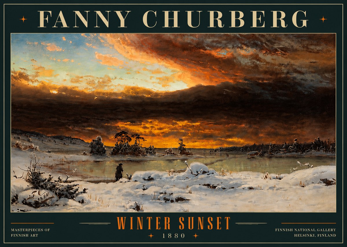 Fanny Churberg Winter Sunset No5 - Póster