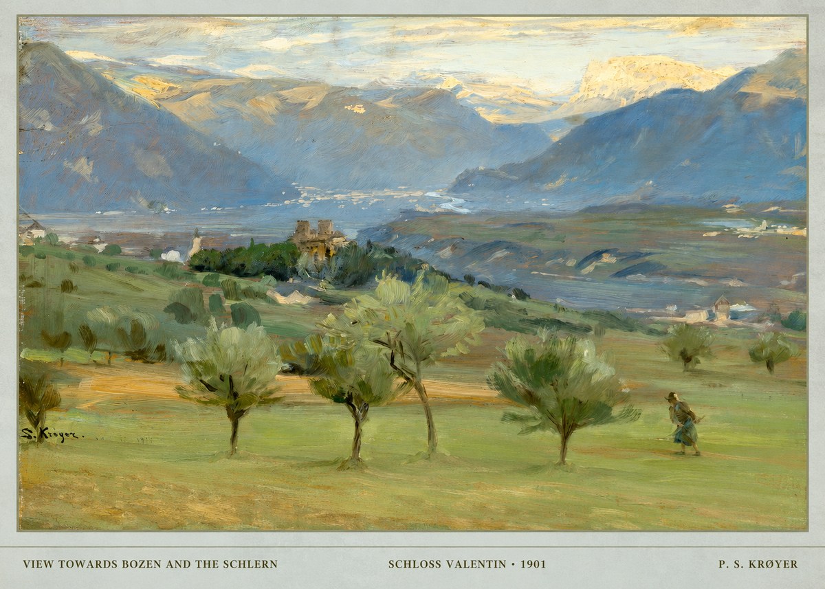 P.S. Krøyer View Towards Bozen and the Schlern No5 - Póster