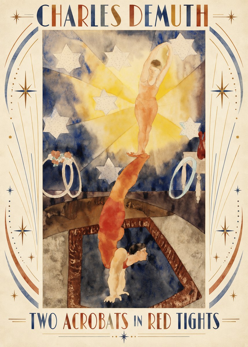 Charles Demuth Two Acrobats in Red Tights No3 - Póster