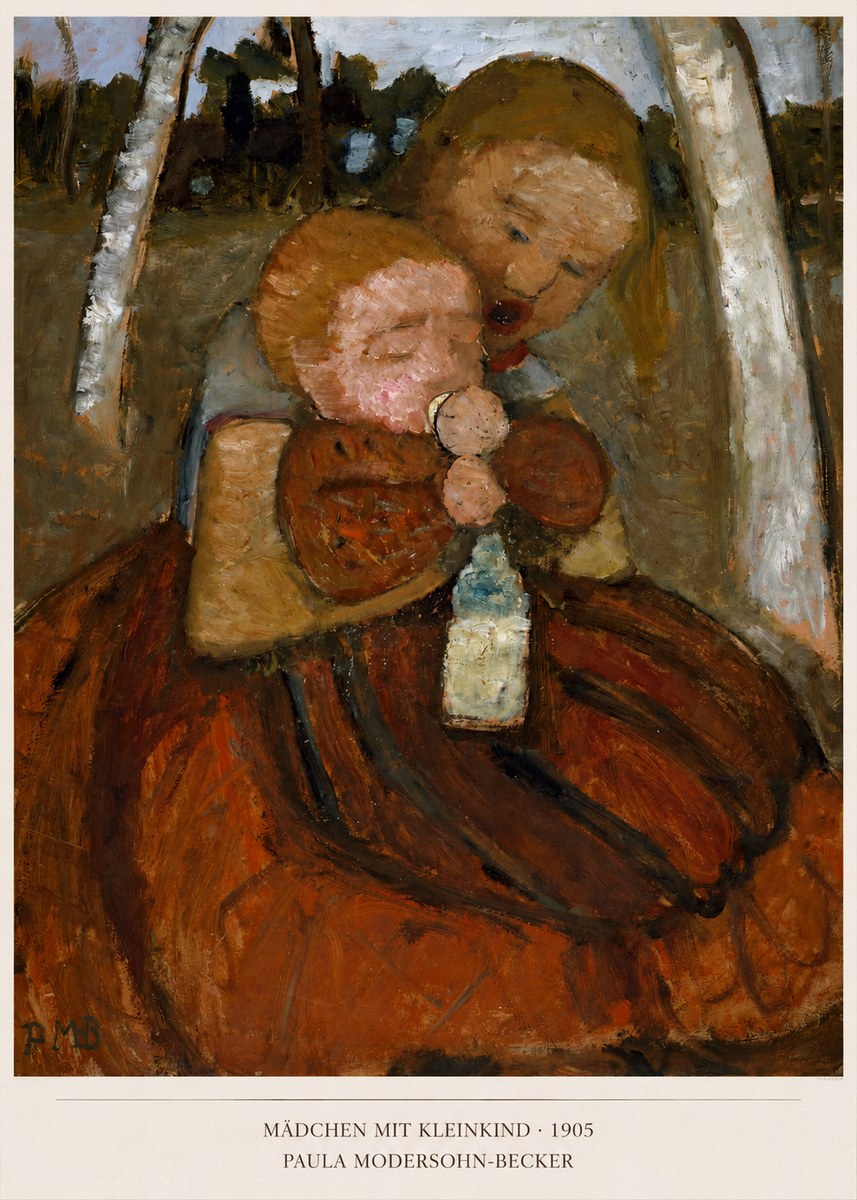 Paula Modersohn-Becker Mädchen Mit Kleinkind I No5 - Póster