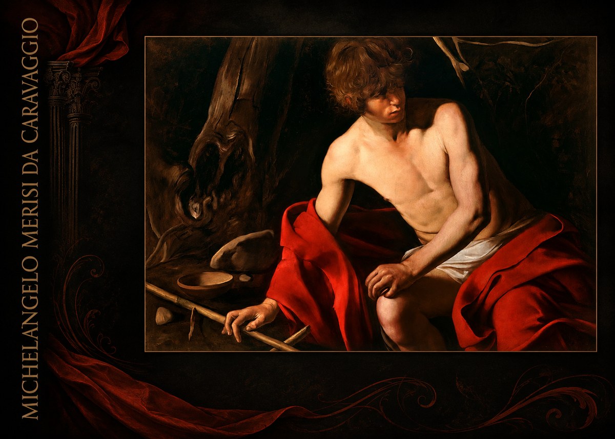 Michelangelo Merisi da Caravaggio John the Baptist (Youth with a Ram) No3 - Póster