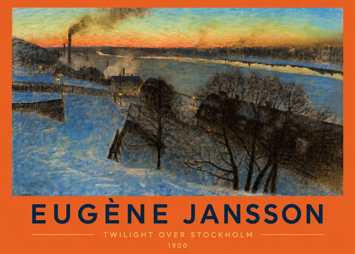 Eugène Jansson Twilight over Stockholm No2 - Póster