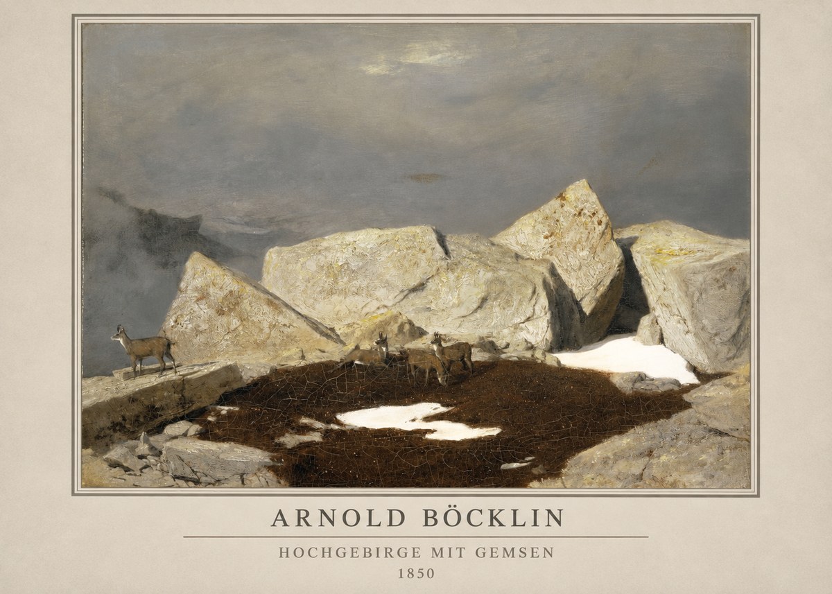 Arnold Böcklin Hochgebirge Mit Gemsen No3 - Póster