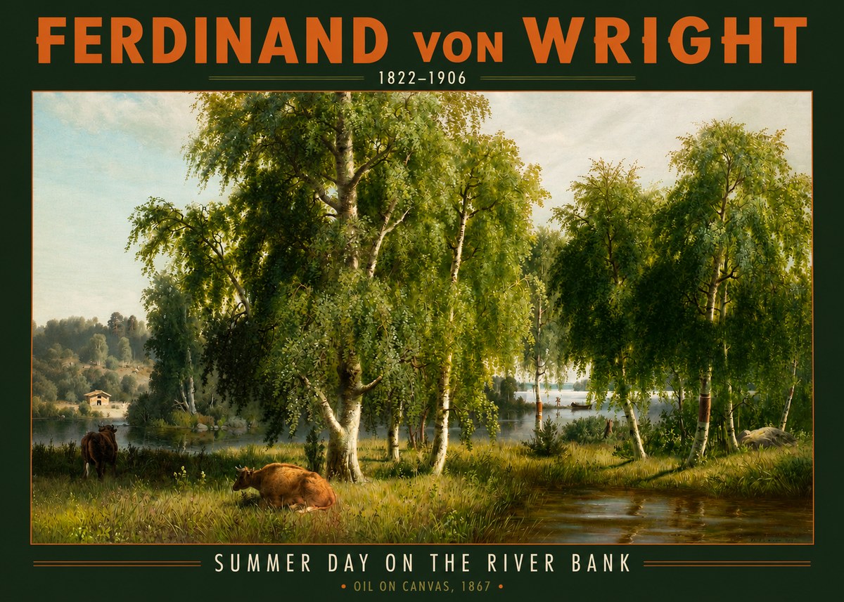 Ferdinand von Wright Summer Day on the River Bank No2 - Póster