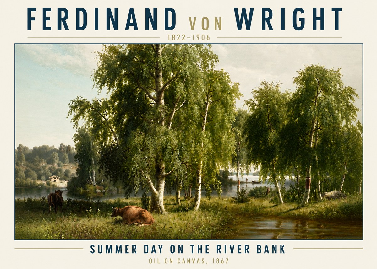 Ferdinand von Wright Summer Day on the River Bank No3 - Póster