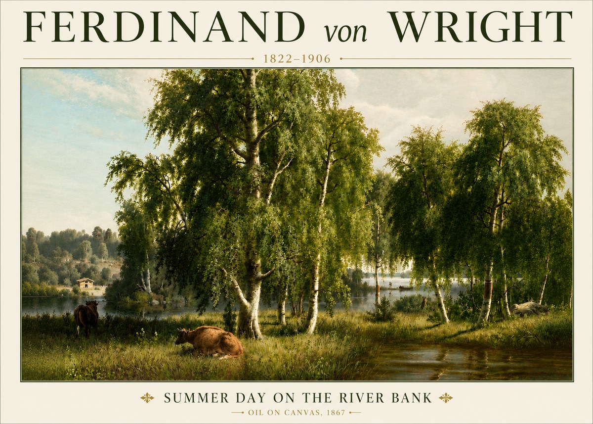 Ferdinand von Wright Summer Day on the River Bank No4 - Póster