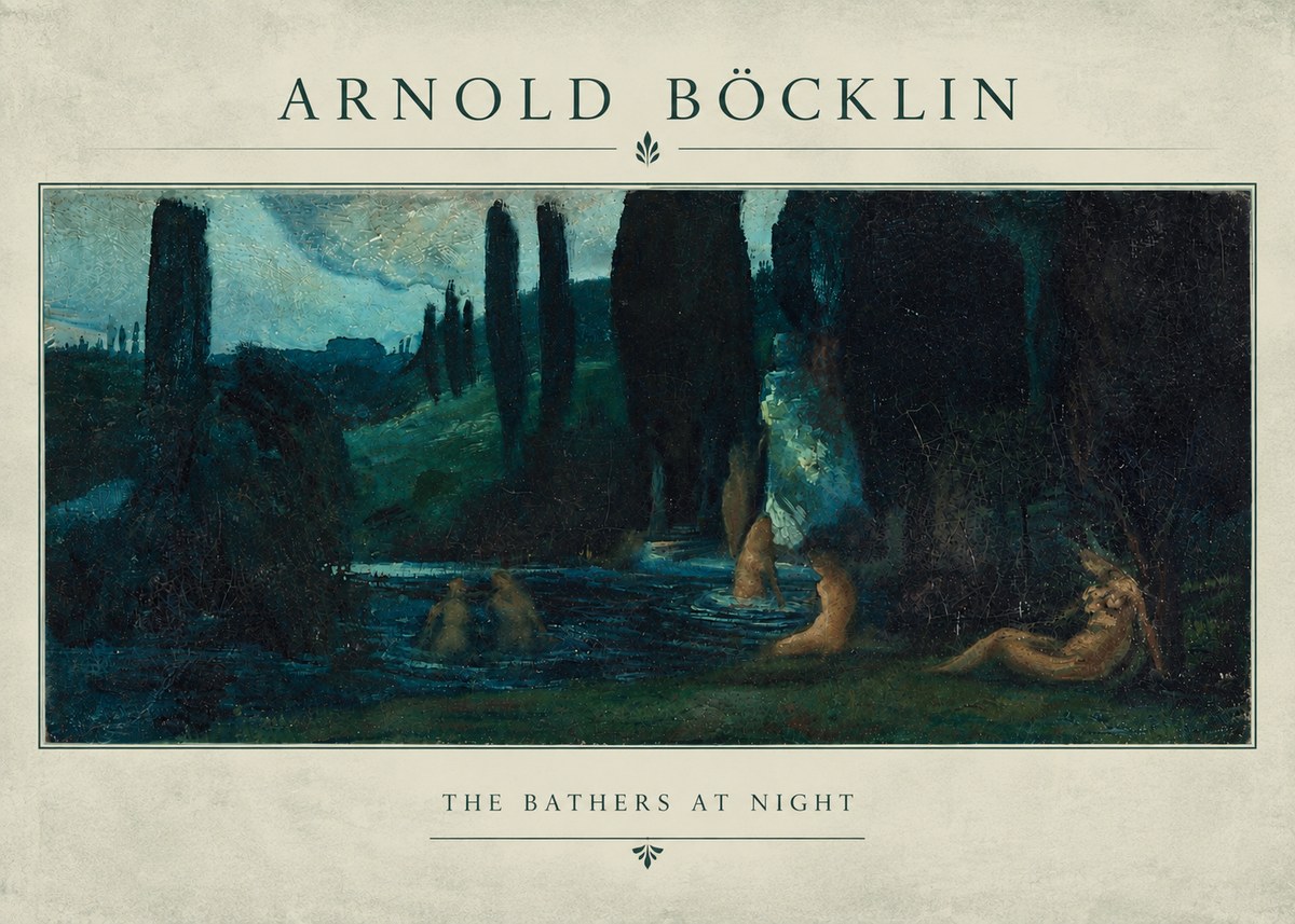Arnold Böcklin The Bathers at Night No4 - Póster