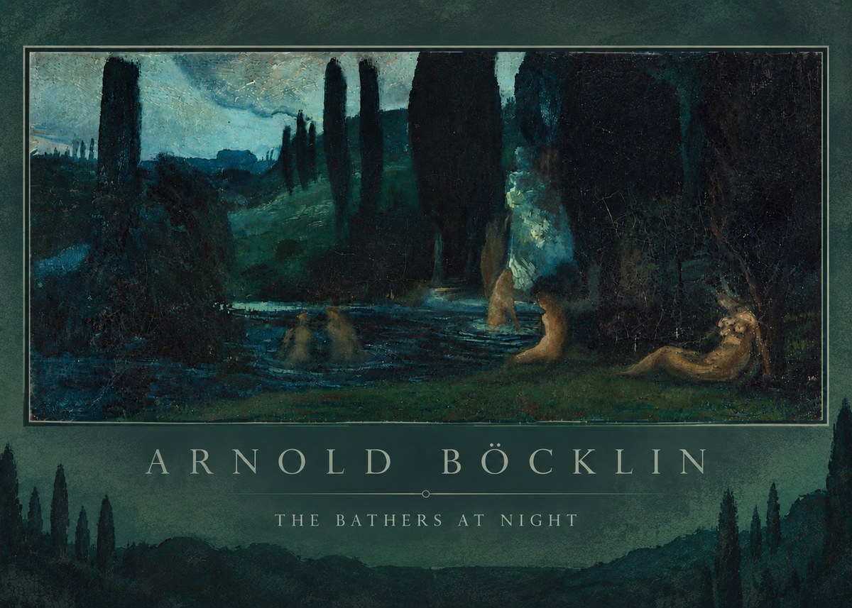 Arnold Böcklin The Bathers at Night No6 - Póster