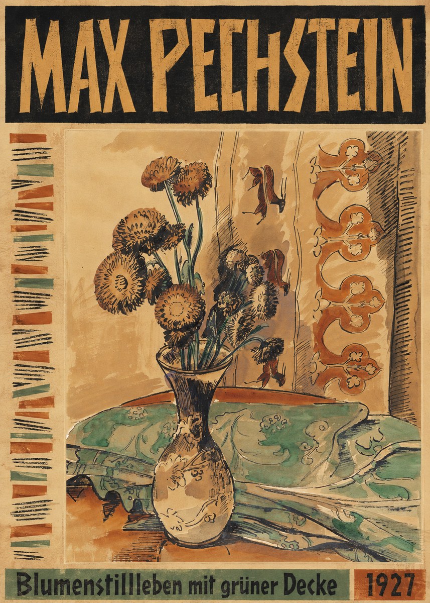 Max Pechstein Blumenstillleben Mit Grüner Decke No3 - Póster