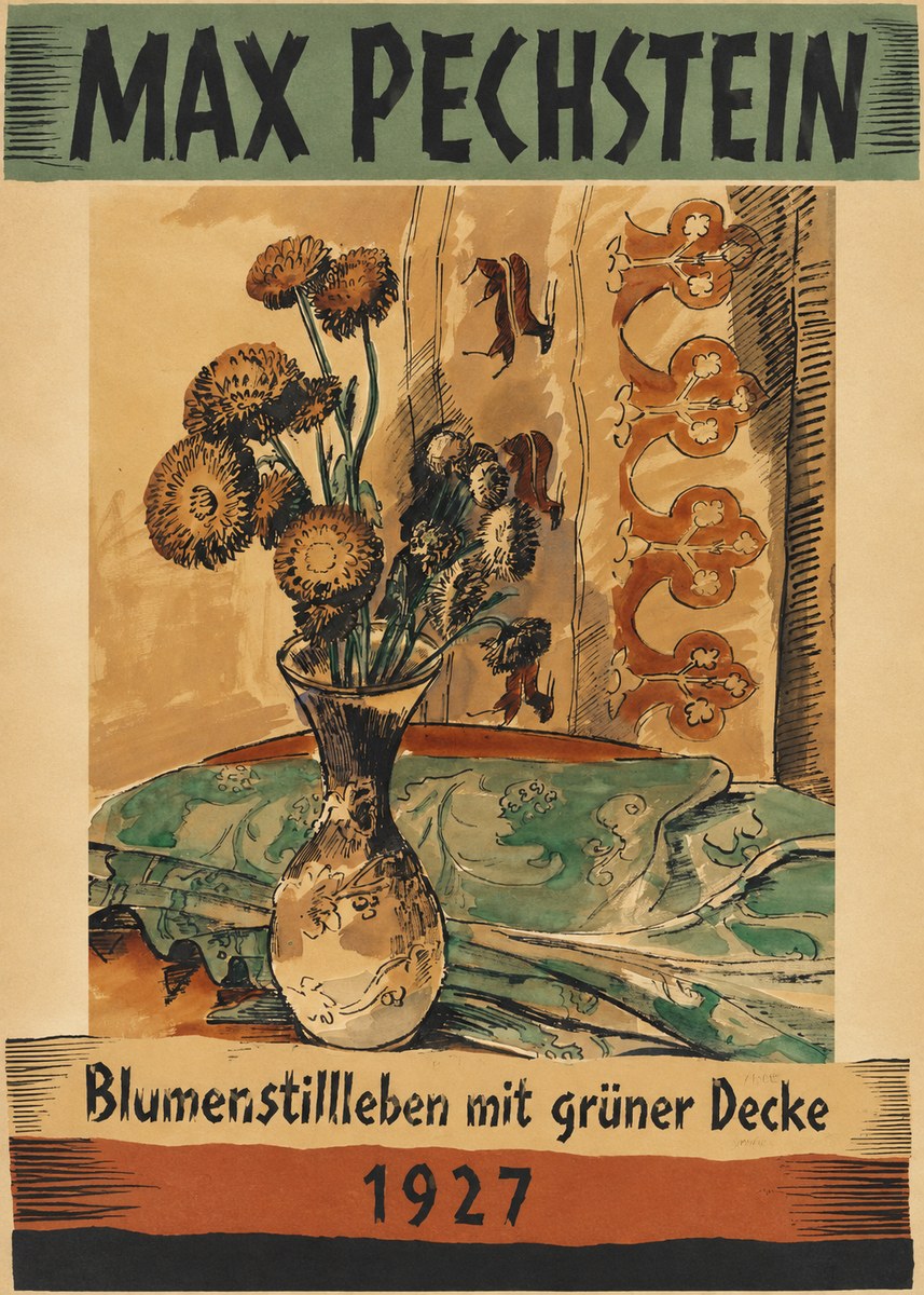 Max Pechstein Blumenstillleben Mit Grüner Decke No5 - Póster