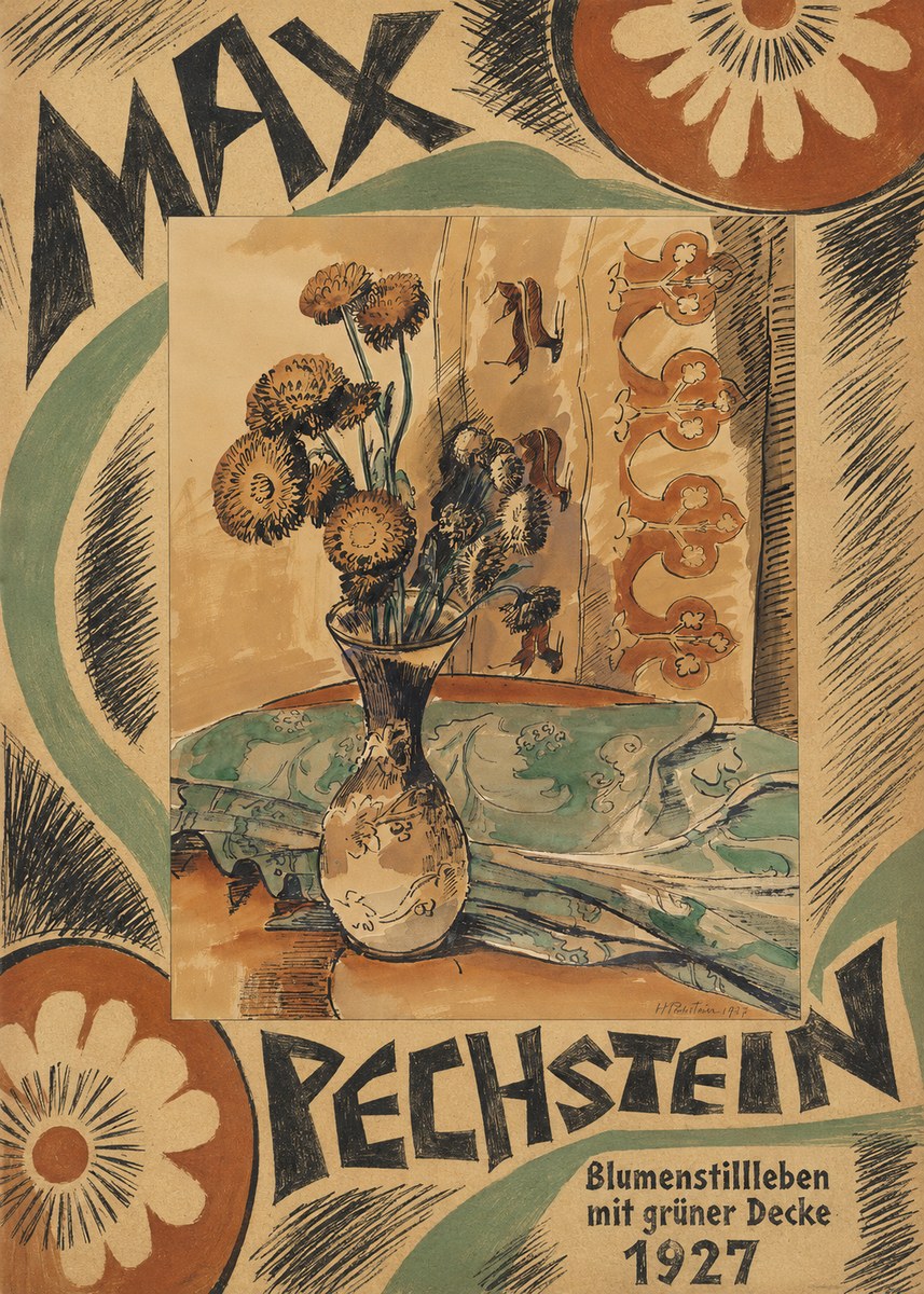 Max Pechstein Blumenstillleben Mit Grüner Decke No6 - Póster