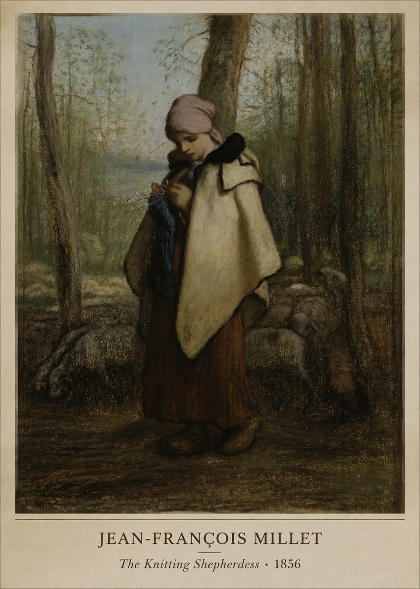 Jean-François Millet The Knitting Shepherdess · 1856 No5 - Póster
