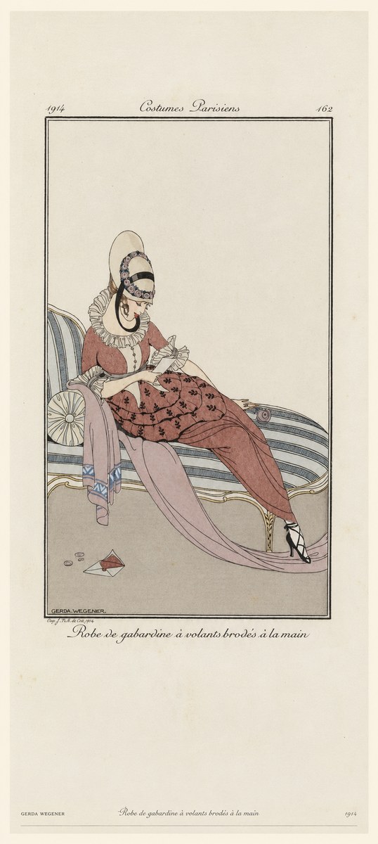 Gerda Wegener Robe De Gabardine À Volants Brodés À La Main II No6 - Póster