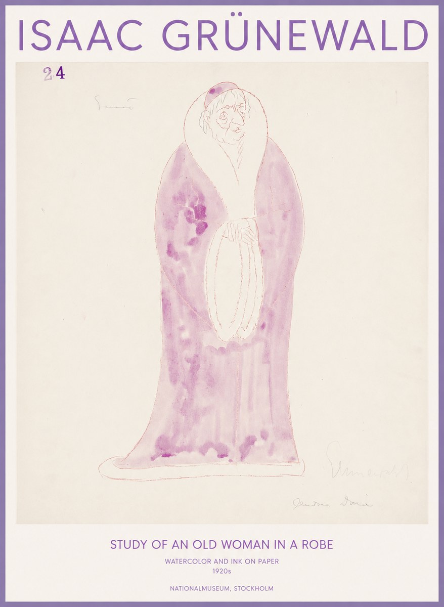 Isaac Grünewald Study of an Old Woman in a Robe No1 - Póster
