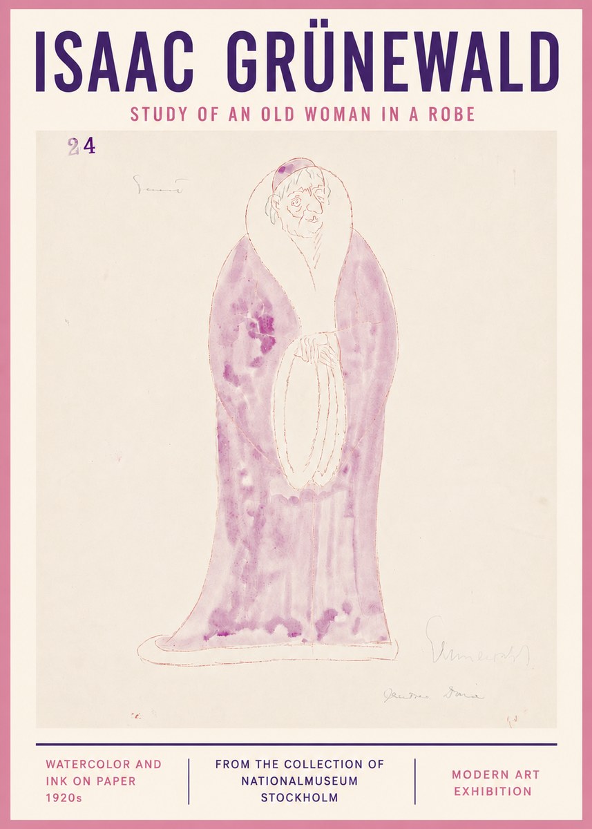 Isaac Grünewald Study of an Old Woman in a Robe No4 - Póster