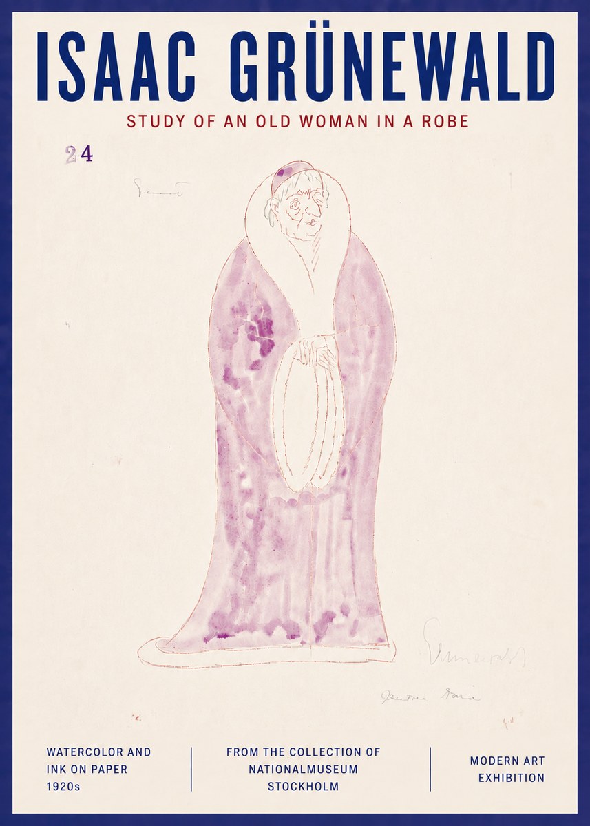 Isaac Grünewald Study of an Old Woman in a Robe No5 - Póster